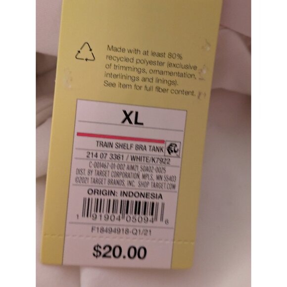 White Shelf Bra Tank - XL NWT - Picture 4 of 6